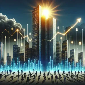 "Stock market chart showing the rapid increase in value of tech megacap companies over one week, representing the significant financial impact discussed in the article 'Why Tech Megacaps Added Trillions in Value in One Week and What Could Reverse It.'"